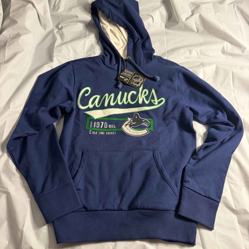 Old Time Hockey Mens Vancouver Canucks Causeway Hoodie M Navy Blue NHL Retro New